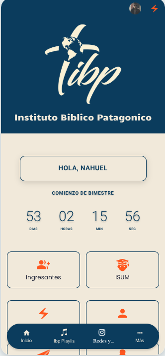 Captura de pantalla de la app del Instituto Bíblico Patagónico